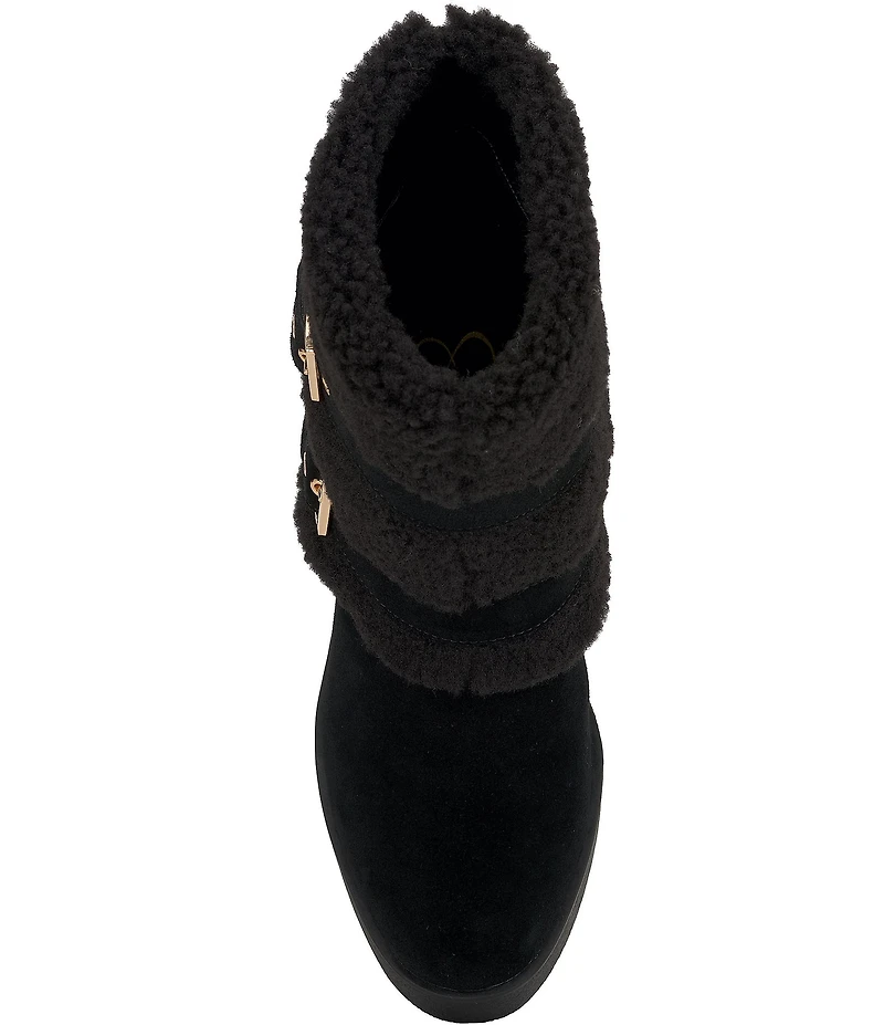 Jessica Simpson Meztyn Suede Shearling Wedge Booties
