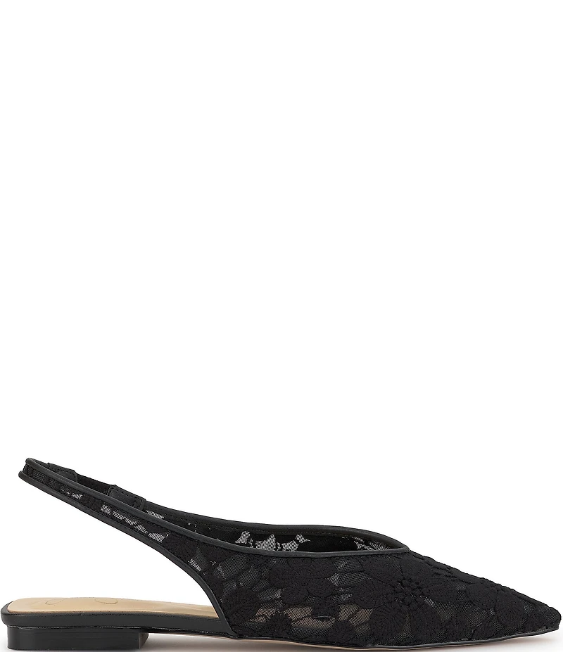Jessica Simpson Mezzah Flower Mesh Pointed Toe Slingback Flats
