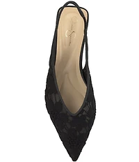 Jessica Simpson Mezzah Flower Mesh Pointed Toe Slingback Flats
