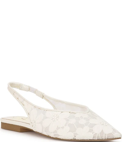 Jessica Simpson Mezzah Flower Mesh Pointed Toe Slingback Flats
