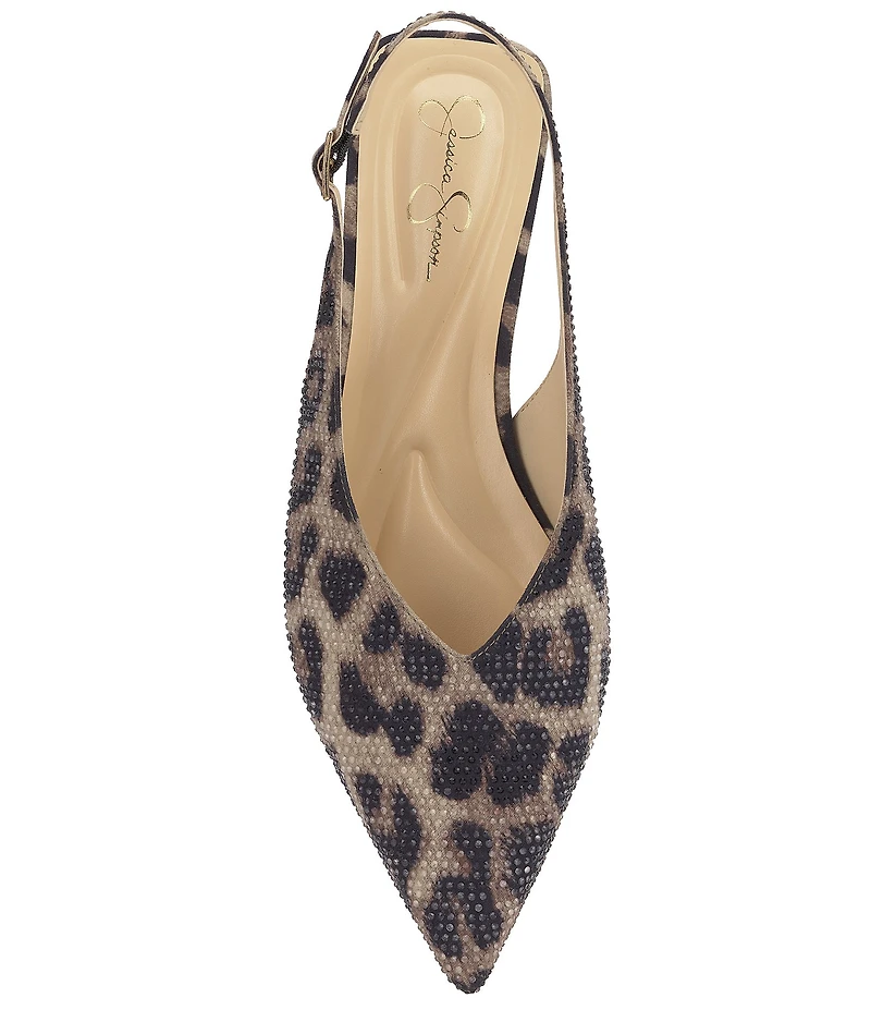Jessica Simpson Mezzah Leopard Rhinestone Slingback Flats
