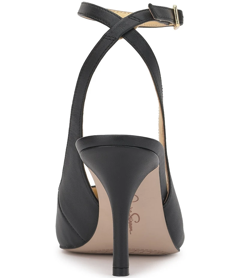 Jessica Simpson Miriale Leather Slingback Ankle Strap Pumps