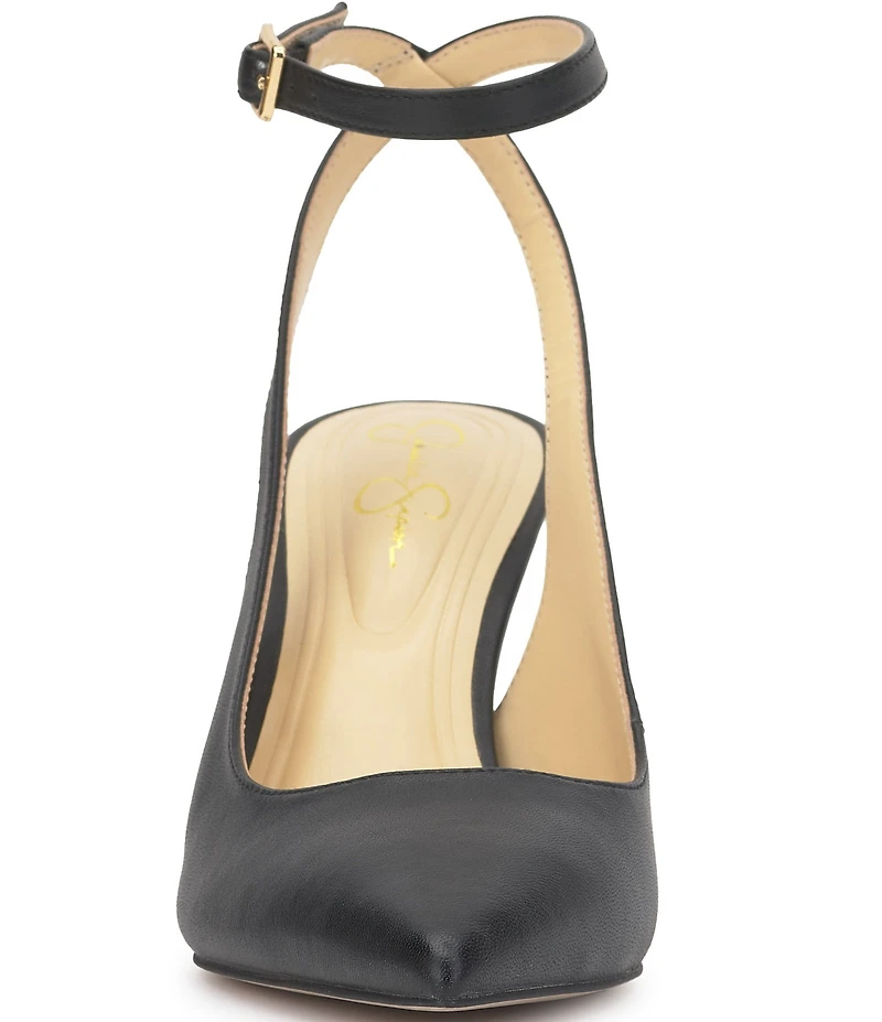 Jessica Simpson Miriale Leather Slingback Ankle Strap Pumps