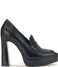 Jessica Simpson Nanelie Crinkle Leather Block Heel Platform Loafer Pumps
