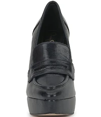 Jessica Simpson Nanelie Crinkle Leather Block Heel Platform Loafer Pumps