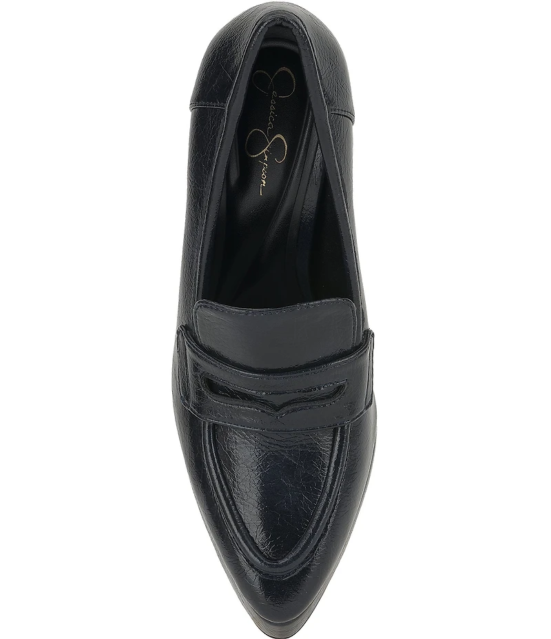 Jessica Simpson Nanelie Crinkle Leather Block Heel Platform Loafer Pumps