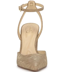 Jessica Simpson Nazela Wavy Metallic Ankle Strap Pumps