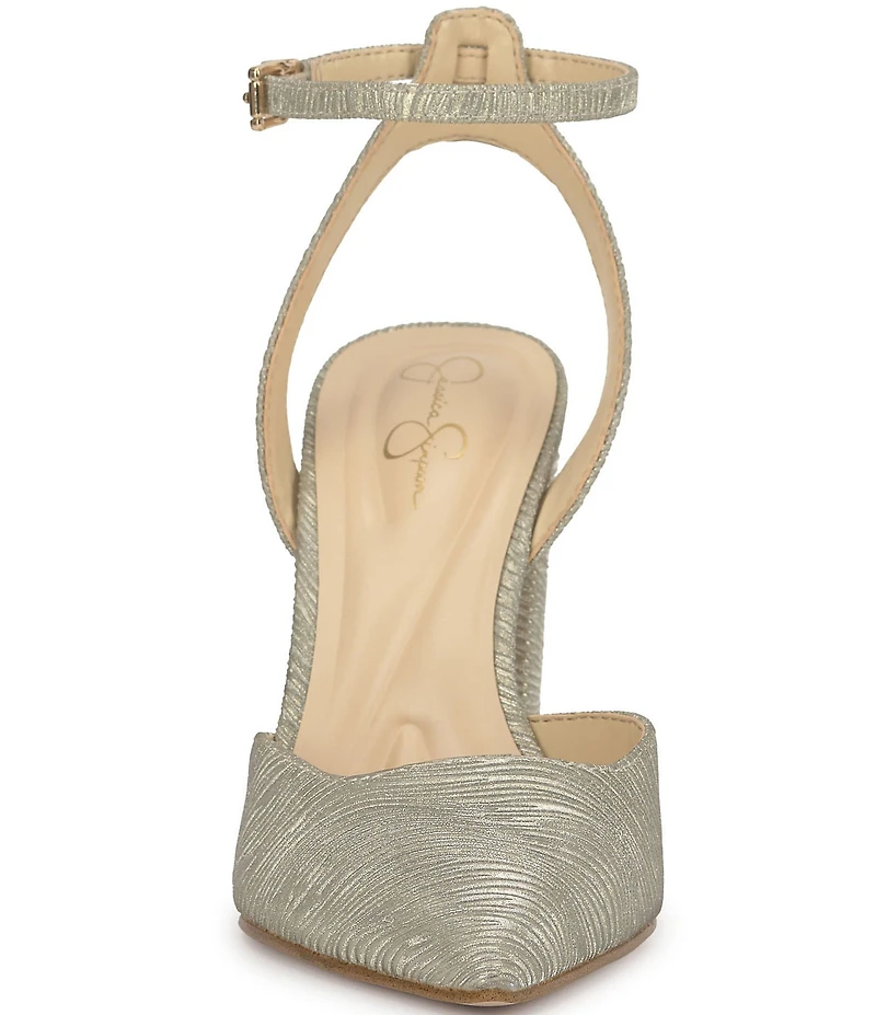 Jessica Simpson Nazela Wavy Metallic Ankle Strap Pumps