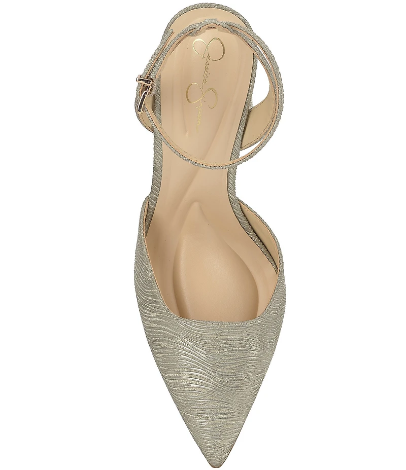 Jessica Simpson Nazela Wavy Metallic Ankle Strap Pumps