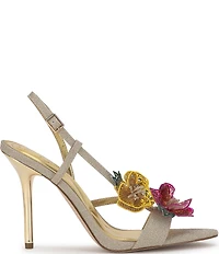 Jessica Simpson Nivory Glitter 3D Floral Embellished Dress Sandals