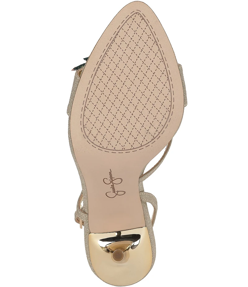 Jessica Simpson Nivory Glitter 3D Floral Embellished Dress Sandals