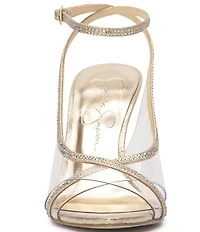Jessica Simpson Novina Rhinestone Clear Strap Dress Sandals
