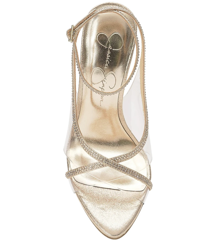 Jessica Simpson Novina Rhinestone Clear Strap Dress Sandals