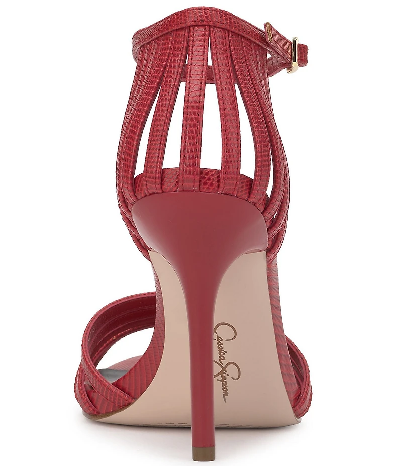 Jessica Simpson Nuvire Lizard Embossed Caged Dress Sandals