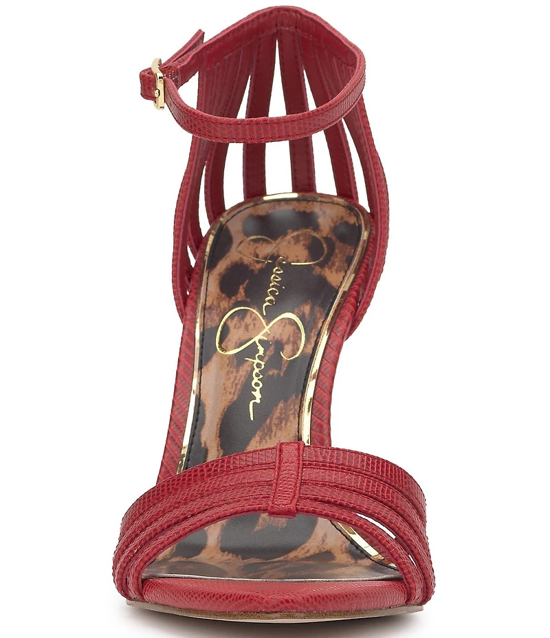 Jessica Simpson Nuvire Lizard Embossed Caged Dress Sandals