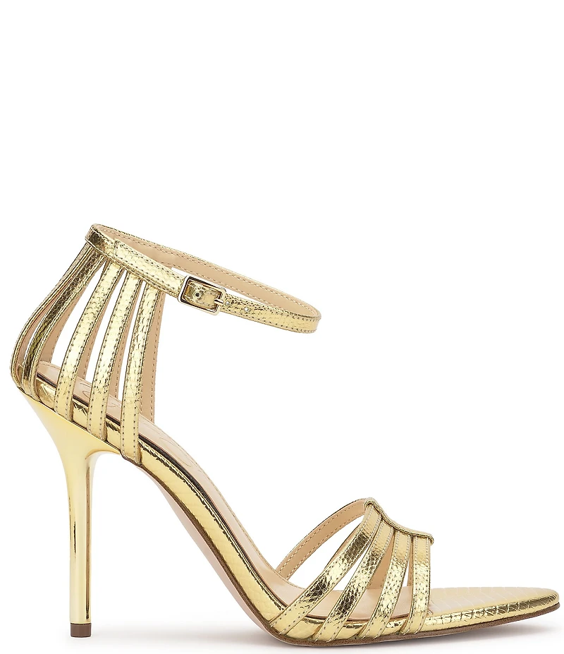 Jessica Simpson Nuvire Metallic Snake Embossed Caged Dress Sandals