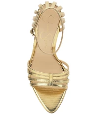 Jessica Simpson Nuvire Metallic Snake Embossed Caged Dress Sandals