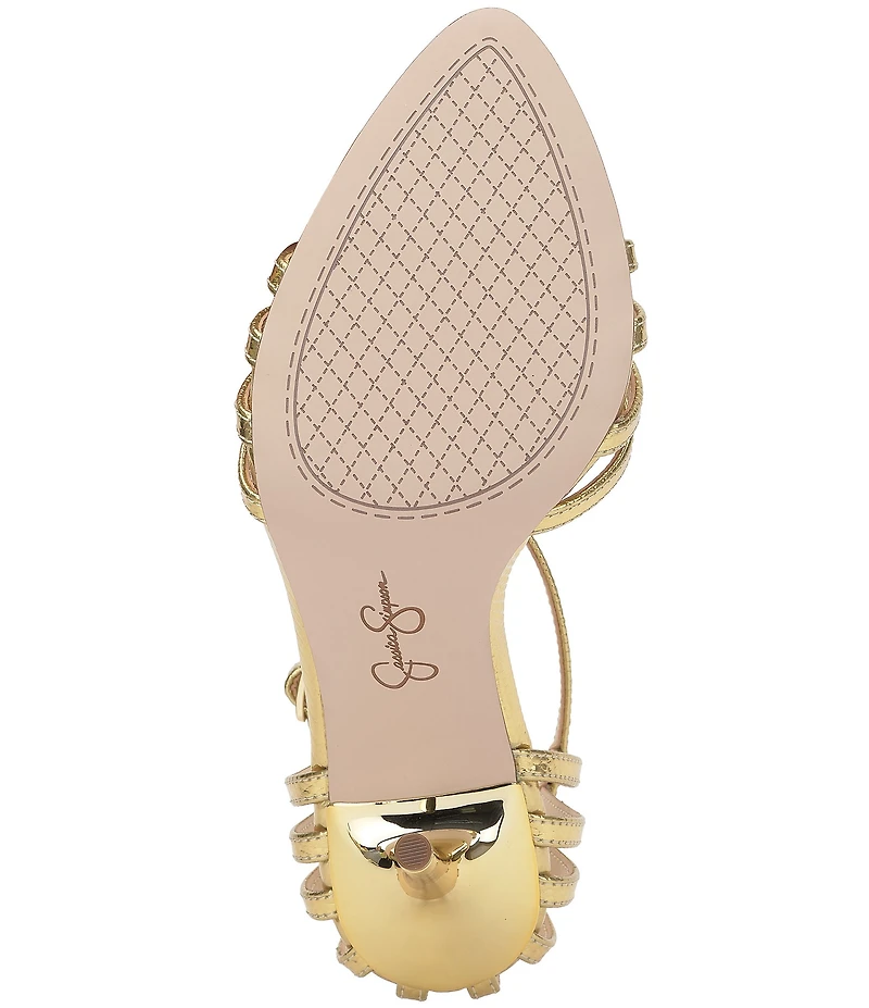 Jessica Simpson Nuvire Metallic Snake Embossed Caged Dress Sandals