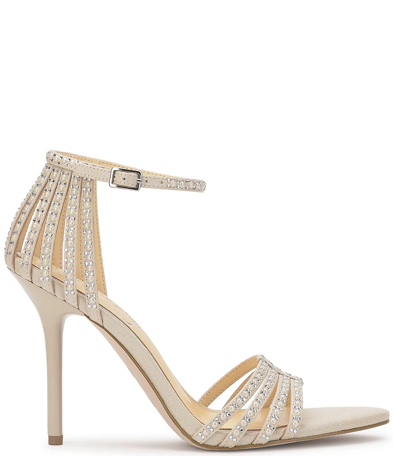 Jessica Simpson Nuvire Rhinestone Pearl Caged Dress Sandals