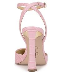 Jessica Simpson Ocanna Croco Embossed Ankle Wrap Pointed Toe Pumps
