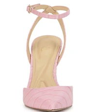 Jessica Simpson Ocanna Croco Embossed Ankle Wrap Pointed Toe Pumps