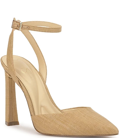 Jessica Simpson Ocanna Raffia Ankle Strap Pumps