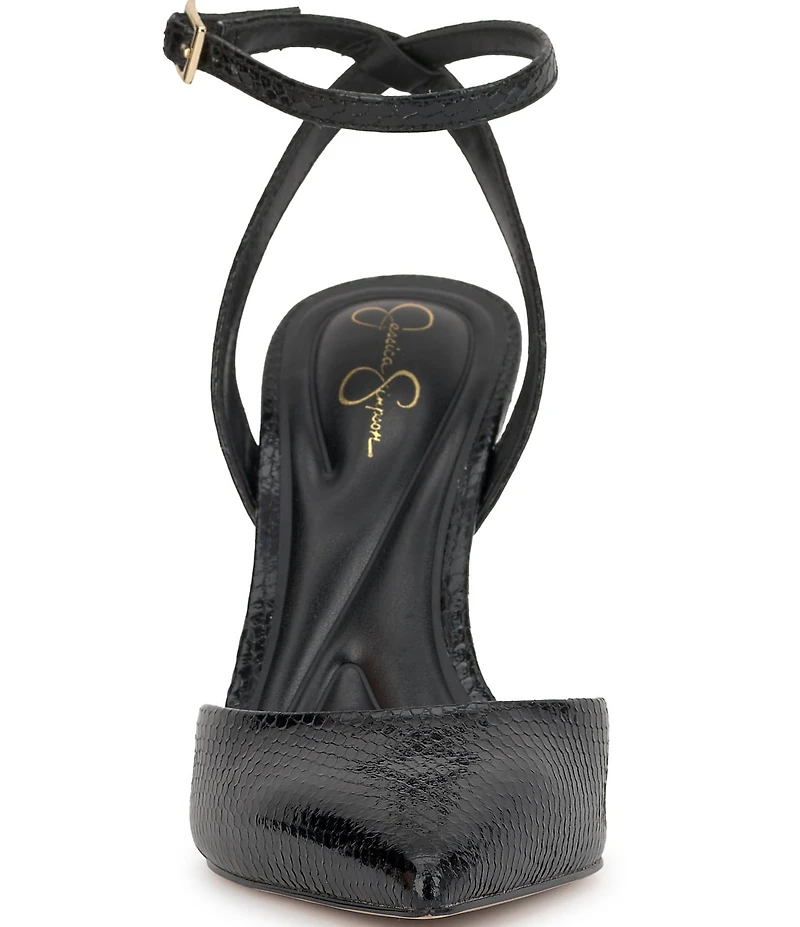 Jessica Simpson Ocanna Snake Embossed Ankle Wrap Pumps