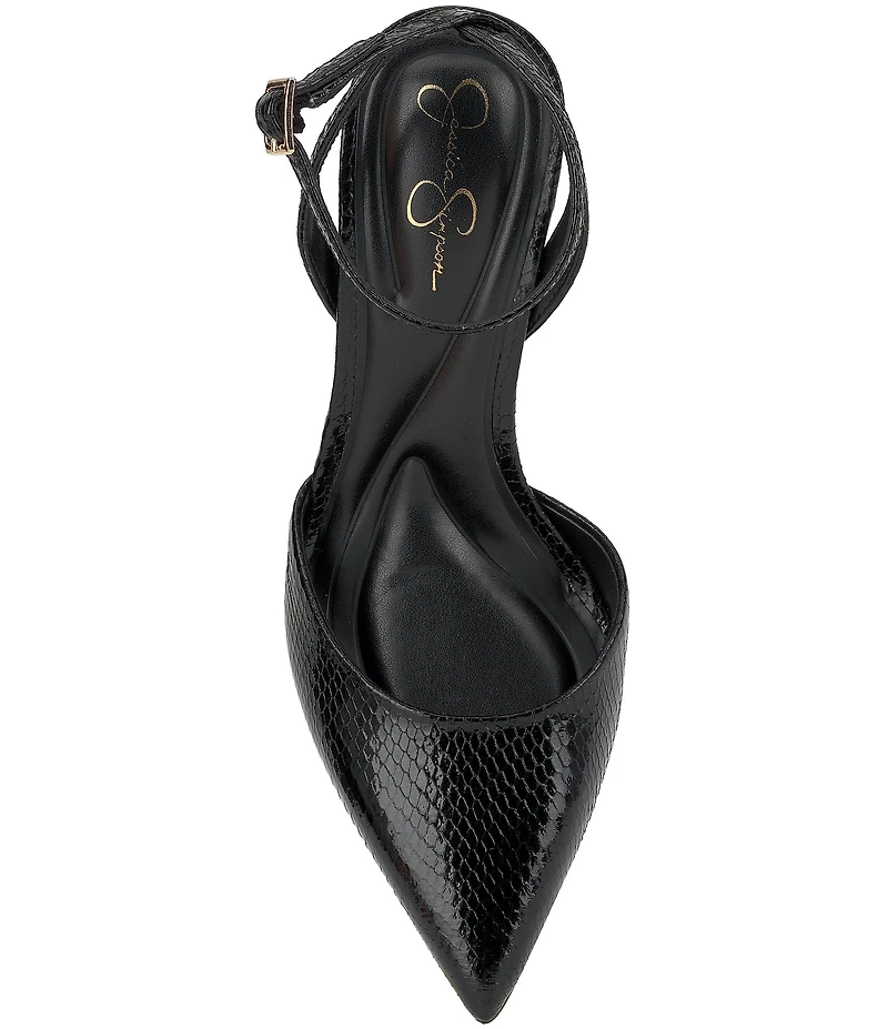 Jessica Simpson Ocanna Snake Embossed Ankle Wrap Pumps