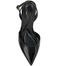 Jessica Simpson Ocanna Snake Embossed Ankle Wrap Pumps