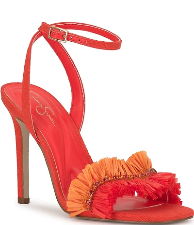 Jessica Simpson Omiena Raffia Fringe Embellished Dress Sandals