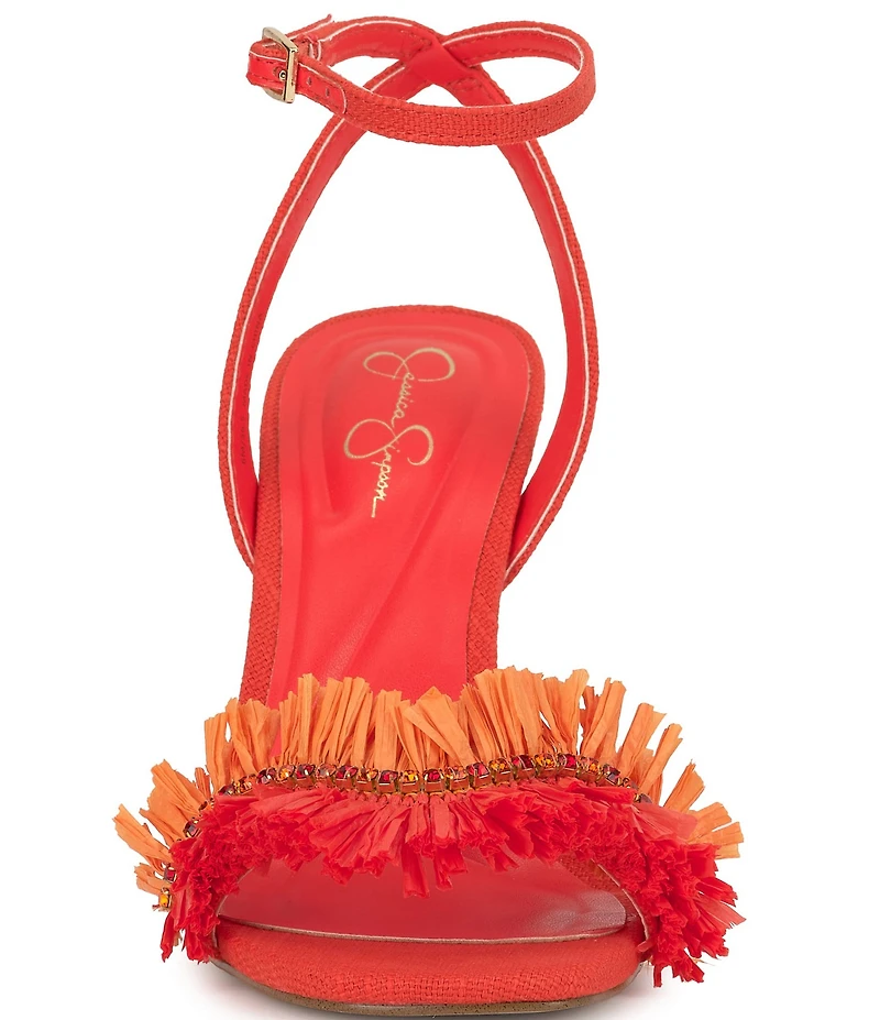 Jessica Simpson Omiena Raffia Fringe Embellished Dress Sandals