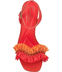 Jessica Simpson Omiena Raffia Fringe Embellished Dress Sandals
