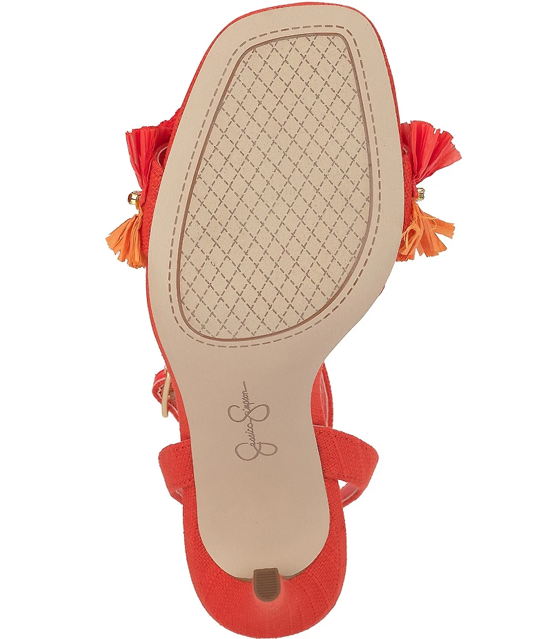 Jessica Simpson Omiena Raffia Fringe Embellished Dress Sandals