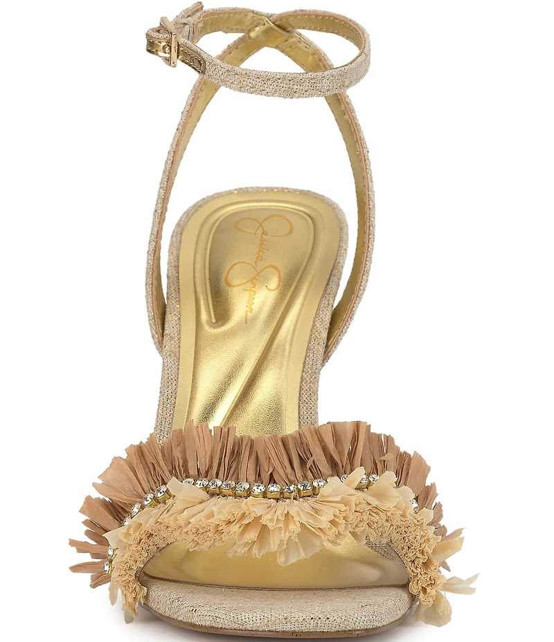 Jessica Simpson Omiena Raffia Fringe Embellished Dress Sandals