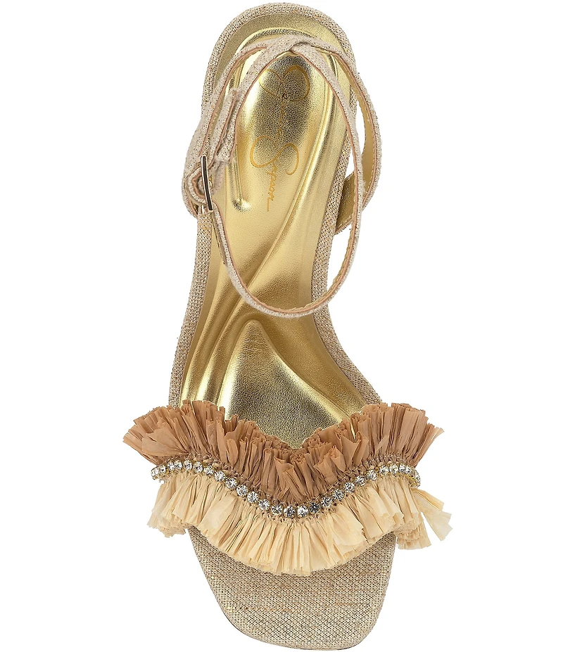 Jessica Simpson Omiena Raffia Fringe Embellished Dress Sandals