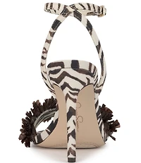 Jessica Simpson Omiena Raffia Fringe Embellished Zebra Print Dress Sandals