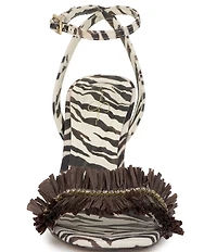 Jessica Simpson Omiena Raffia Fringe Embellished Zebra Print Dress Sandals
