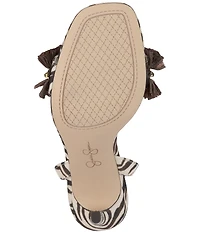 Jessica Simpson Omiena Raffia Fringe Embellished Zebra Print Dress Sandals