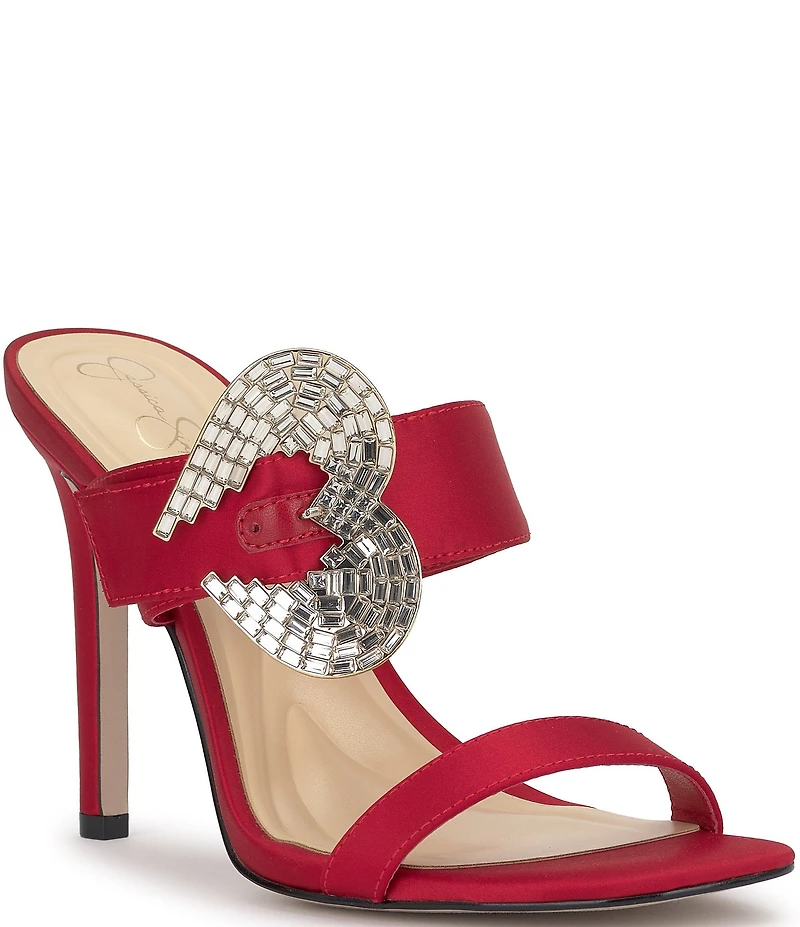 Jessica Simpson Orrieta Embellished Heart Buckle Dress Slide Sandals
