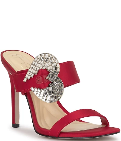 Jessica Simpson Orrieta Embellished Heart Buckle Dress Slide Sandals