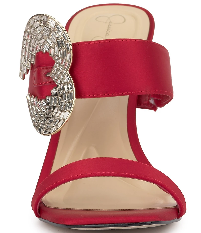 Jessica Simpson Orrieta Embellished Heart Buckle Dress Slide Sandals