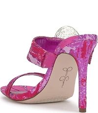 Jessica Simpson Orrieta Printed Embellished Heart Buckle Dress Slide Sandals