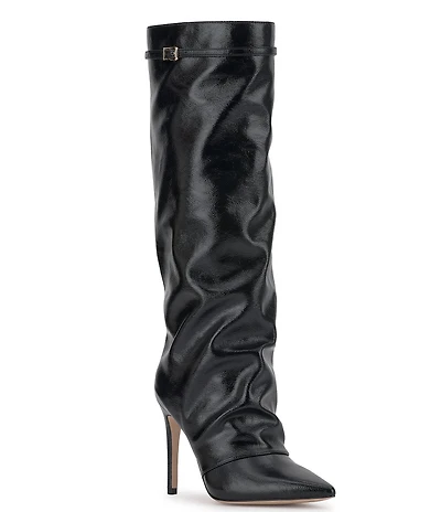 Jessica Simpson Paeril Faux Leather Buckle Detail Knee High Boots