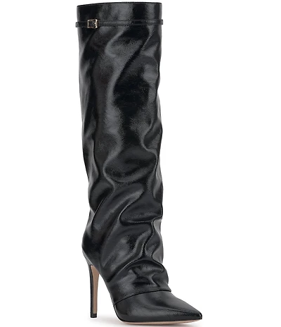 Jessica Simpson Paeril Faux Leather Buckle Detail Knee High Boots