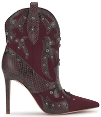 Jessica Simpson Palieve Suede Snake Embossed Leather Western Booties