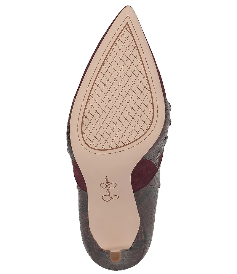 Jessica Simpson Palieve Suede Snake Embossed Leather Western Booties