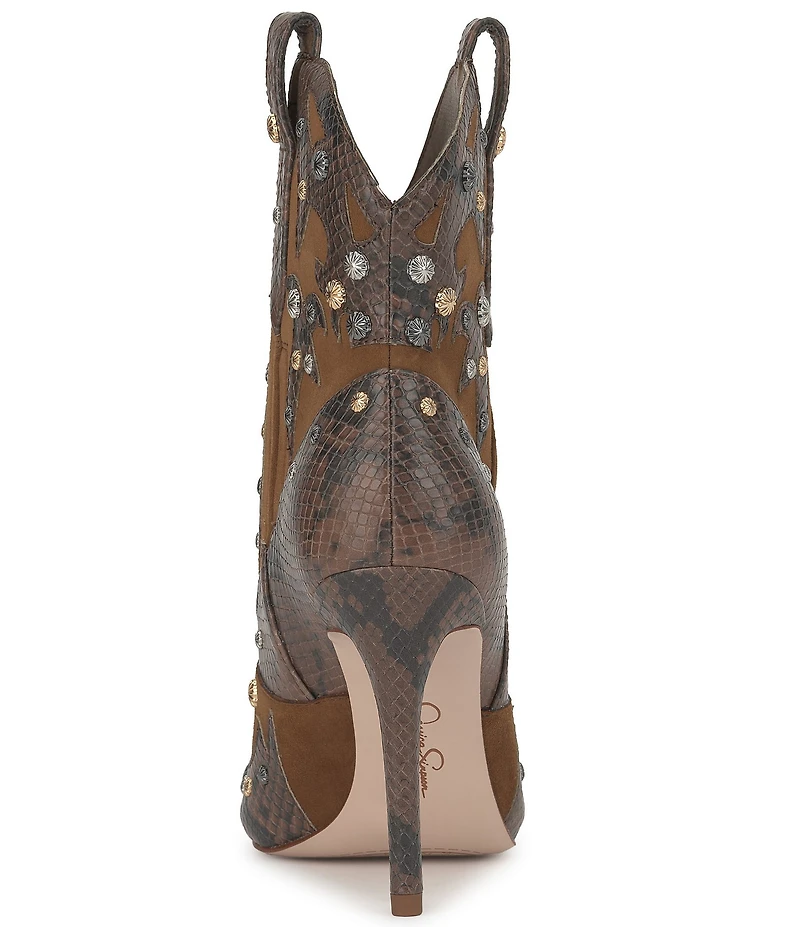 Jessica Simpson Palieve Suede Snake Embossed Leather Western Booties