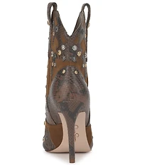Jessica Simpson Palieve Suede Snake Embossed Leather Western Booties