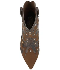 Jessica Simpson Palieve Suede Snake Embossed Leather Western Booties