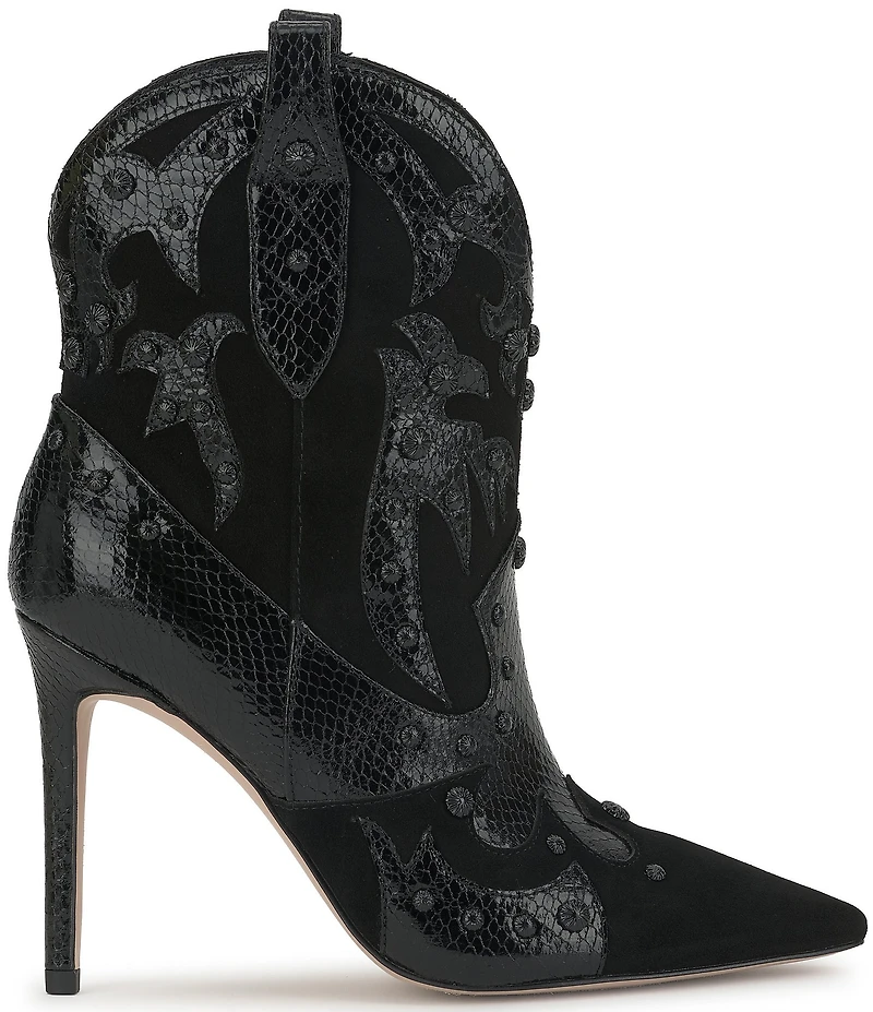 Jessica Simpson Palieve Suede Snake Embossed Leather Western Booties